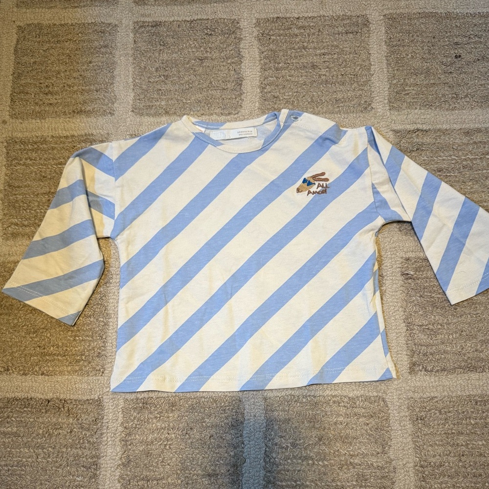 Zara Blue and Cream Striped Baby Shirt